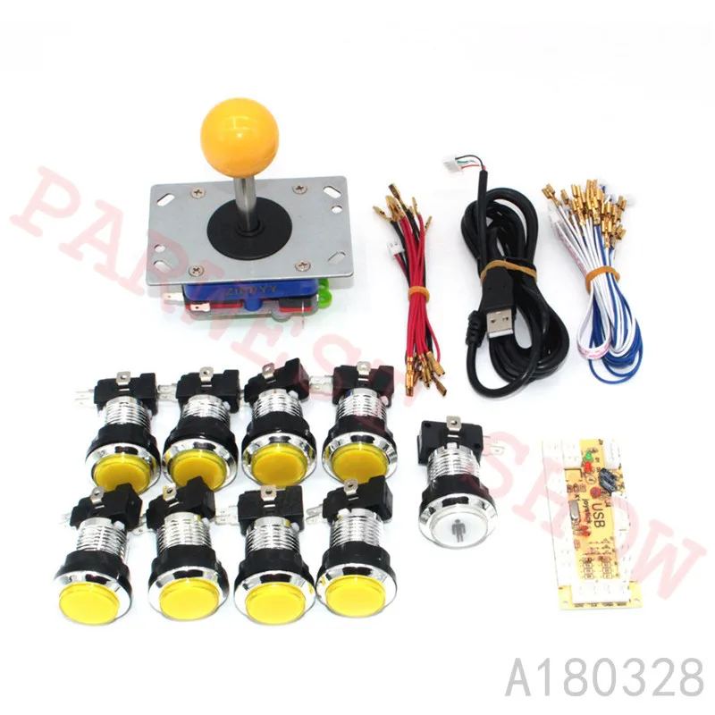 

Zippyy joystick with 32mm Chrome Silver LED Push Buttons with Zero delay USB Encoder for 1player Arcade Joystick kit parts