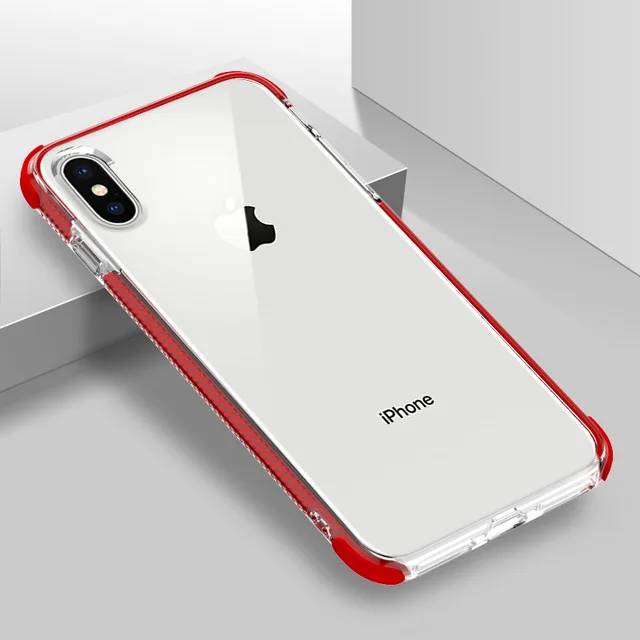 Двухслойный противоударный Прозрачный чехол для iphone 7, 8, 6, 6S Plus, Gasbag, полный корпус, мягкий чехол для iphone 11 Pro Max X XS, чехол для Max XR - Цвет: Red