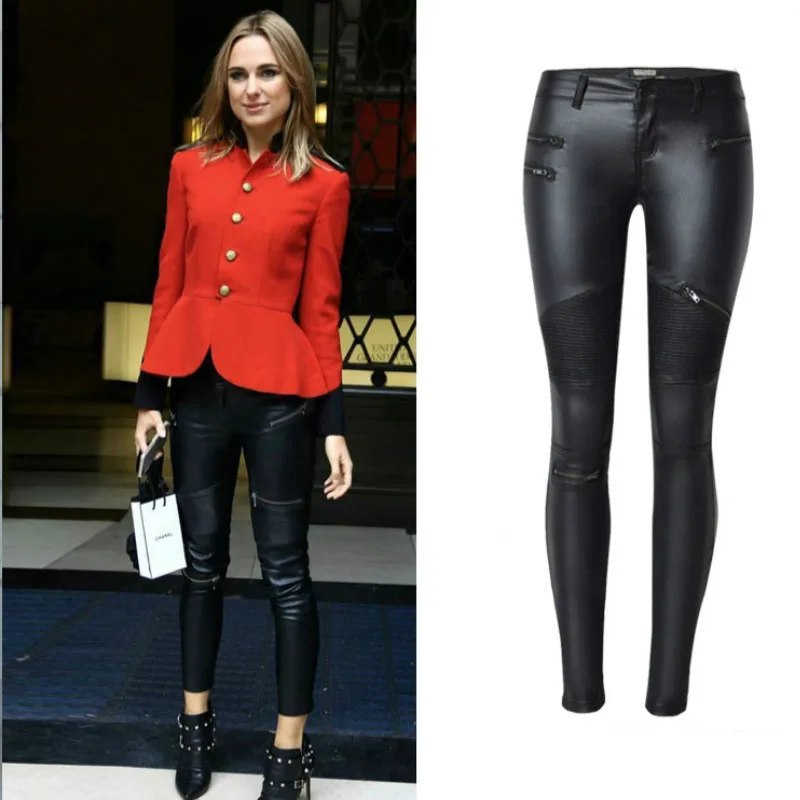 Женские джинсы полиуретановые на молнии с низкой талией и эффектом пуш ап|fashion jeans