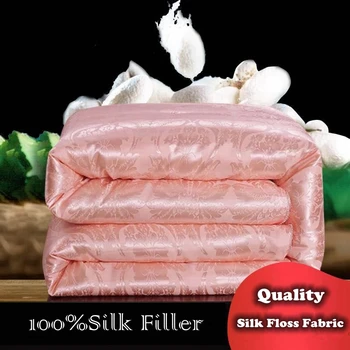 

Custom-made Handmade Silk Comforter Winter Warm Silk Quilts Silk Floss Fabric 100%Silk Filler Blanket pink white jade yellow