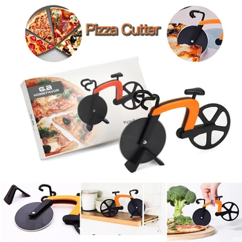 

Bicycle Pizza Cutter Wheel Stainless Steel Blades Non-stick Coating Roller Pizza Chopper Bike Knife Kitchen Cooking Tools