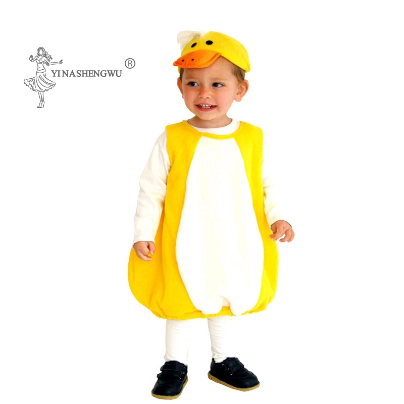 Animal Dress Up Little Duck Costume Baby Child Suits Cosplay Costume Children Kids Jumpsuits Sets Halloween Performance Clothes