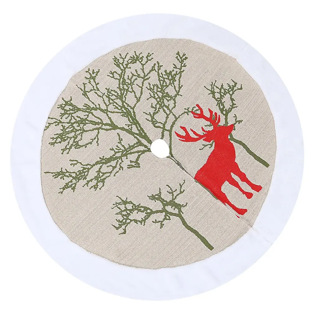 

Merry Christmas Tree Skirts New Year Decor Cute Reindeer Pattern Blanket Decorative Skirt for Home Tree S1007