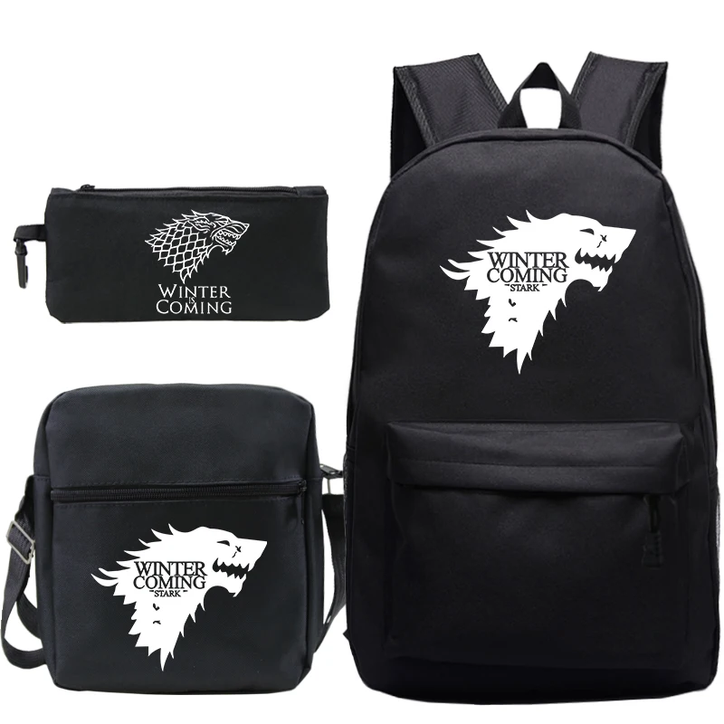 Mochilas Escolar 2 Игра престолов печати Mochilas для мальчиков и девочек, школьные рюкзаки, сумки для путешествий Bolsa Escolar с Crossbody сумка ручка 3 шт. Сумки Sac A Dos - Цвет: Mochilas Escolar 2