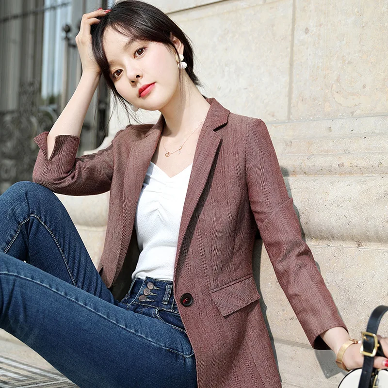 

2019 Autumn New Style Korean-style Small Suit Coat Women's Slimming Versatile Elegant Waist Hugging Tops Dongdaemun Suit