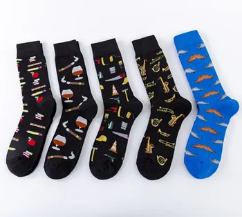 

Female Sox Novelty Men's Socks Musical Instruments Solid Unisex Casual Cotton Apple Book Adult Winter Vintag Streets Skarpetki