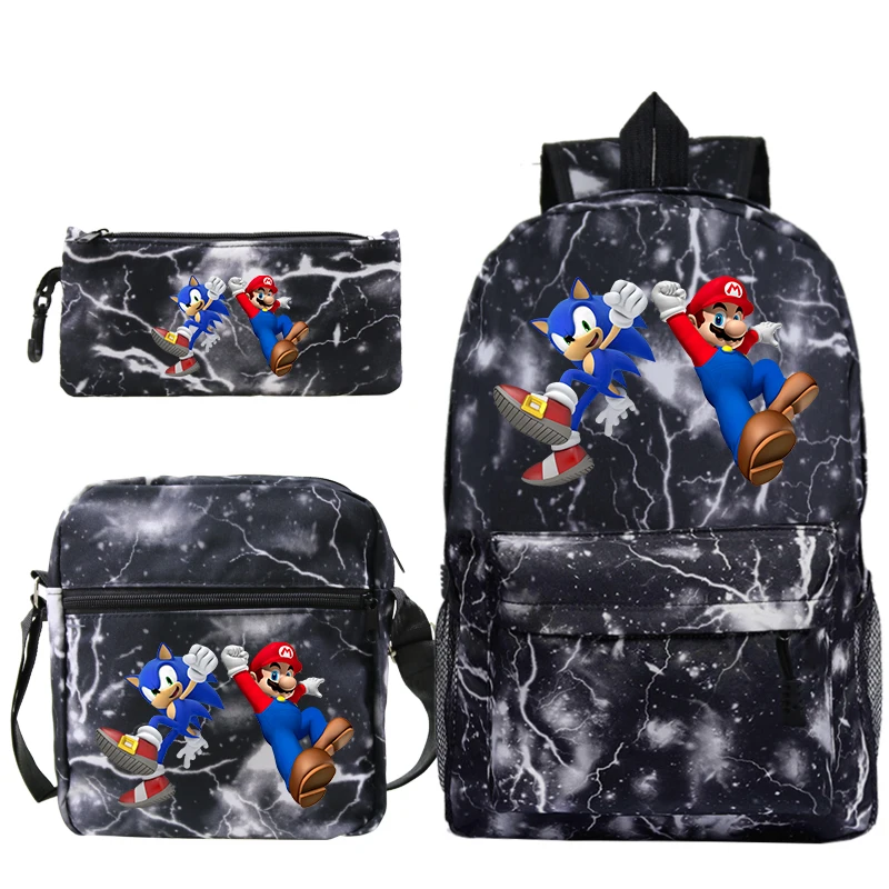 

Kpop Sac A Dos 3 PCS/set Mochila Notebook Sonic Super Mario Backpack Plecak Pencil Case Schoolbag Anime Travel for Teenage Girls
