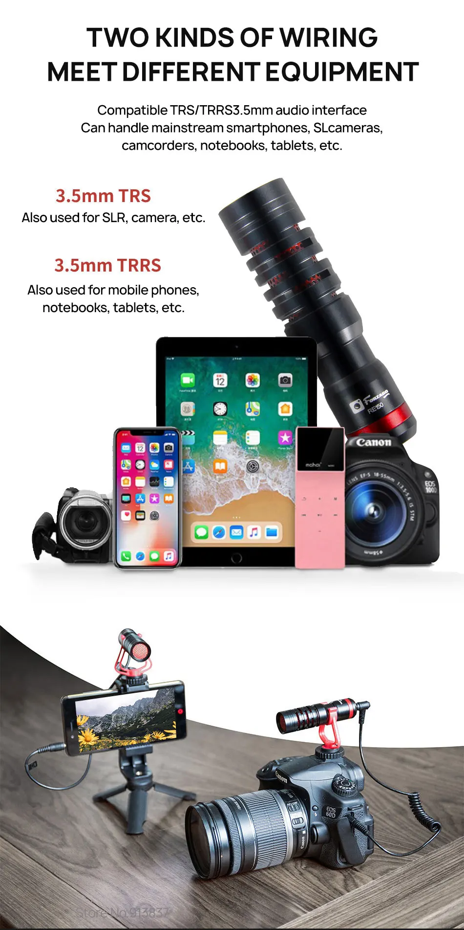 Forzago RE150 микрофон беспроводной металлический видео микрофон 3,5 мм для Xiaomi смартфон Canon Nikon sony DSLR камера Бытовая видеокамера
