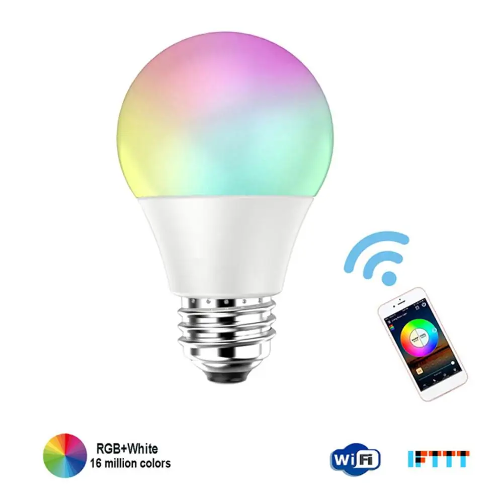 E26/E2/B22 Wi-Fi лампа, управляющая цветом, яркий светодиодный светильник, приложение, управляющая лампочка RGBW с регулируемой яркостью, многоцветная работа с AlexaEcho Google