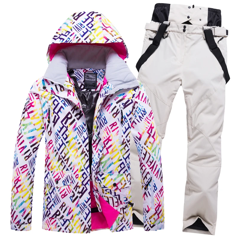 

2019 Women Ski Suit Snowboard Jacket Pant Winter Windproof Waterproof Outdoor Sport Clothing Trouser Hooded Female Suit Set New