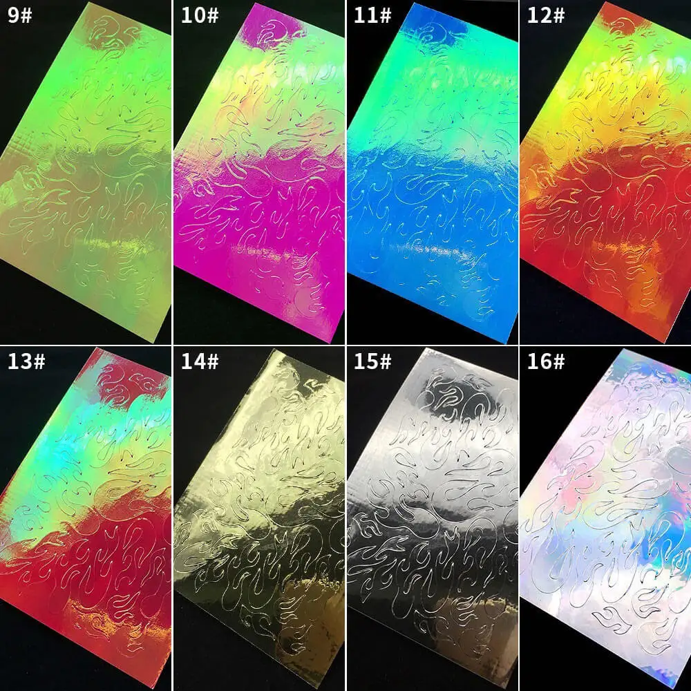 3D Голографическая фольга для ногтей Пламя Дизайн ногтей перевод рисунка наклейка водная горка наклейки для дизайна ногтей гель маникюр Украшение Наклейка для ногтей s