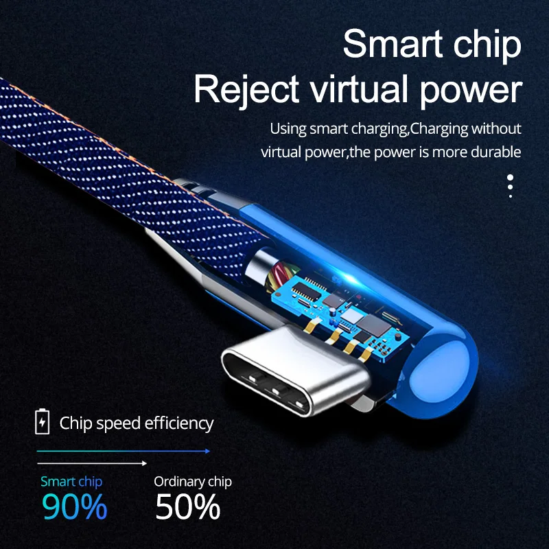 Cable Micro Usb corto de 25CM, Cable de 90 grados tipo C, cargador de teléfono portátil para banco de energía, Mini teléfono móvil, Cable USB C ► Foto 3/6
