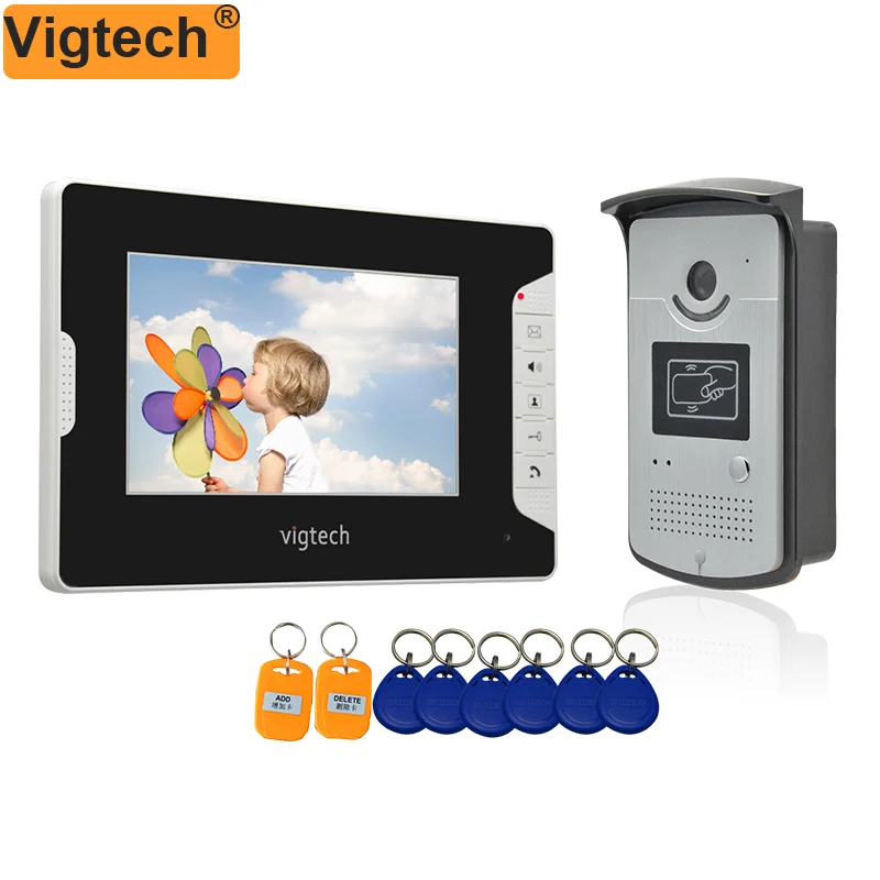 Vigtech Home 7 &quotвидеодомофон для дома домофон с ID кардридером HD дверной звонок камера
