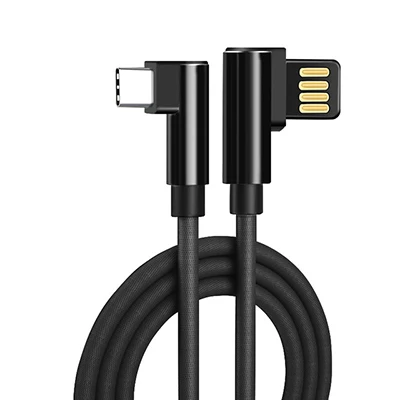 Type C USB 2.4A 2A Быстрый зарядный кабель Usb 90 градусов L type-c шнур данных зарядное устройство USB-c для samsung Xiaomi huawei p20 p30 mate20 - Цвет: Black