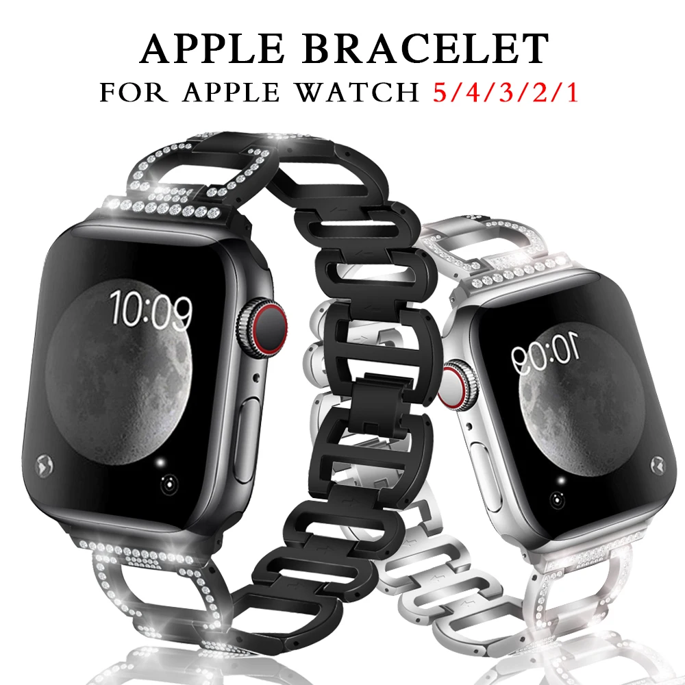 

Case+strap for Apple Watch band 44 mm 40mm 42mm 38mm Metal Belt diamond bracelet for iWatch series 5 4 3 2