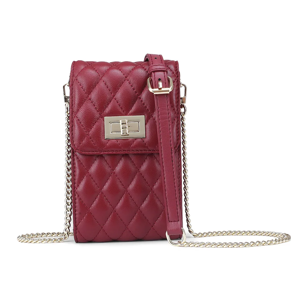 

Genuine Soft Original Sheep Skin Leather Lady Hasp Style Large Capacity Fashion Crossbody Mobile Phone Travel Bag