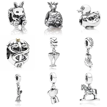 

2019 NEW 100% 925 Sterling Silver European Crown Pendant With Beads Charms Fit Bracelets & Bangles Necklace DIY Jewelry Gift