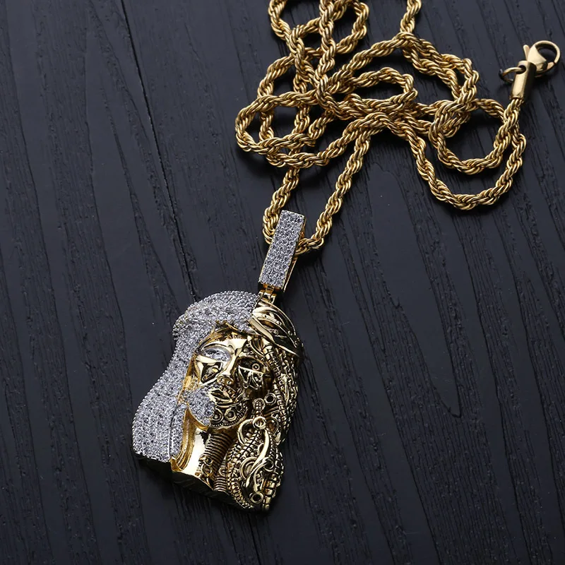 

Europe And America Christ Jesus Avatar Pendant Semi-Machinery Face Cool Hiphop Pendant Cross Border Supply of Goods