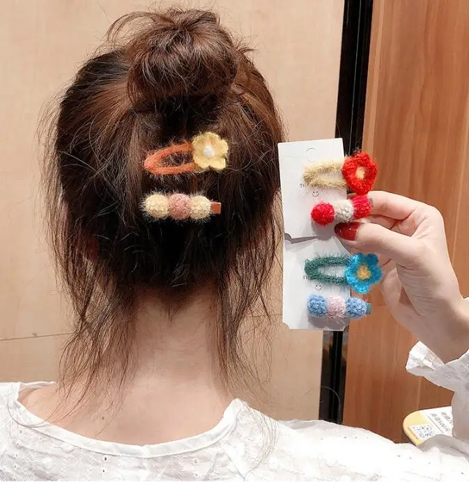 60 компл./лот 2 шт./компл. DIY простой мульти плюшевая повязка для волос BB зажимы костюмы с цветочным узором в горошек на заколки для волос Инструменты для укладки волос аксессуары HA1747