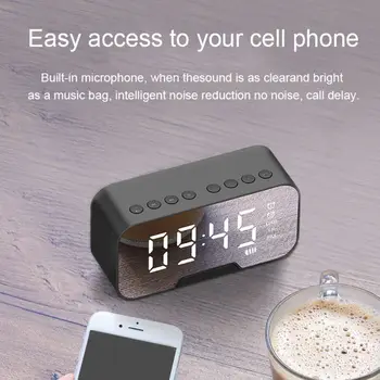 

Portable LED Mirror Digital Wireless Bluetooth Speaker Alarm Clock Multifunction MP3 FM Radio Household Elegant Decorate