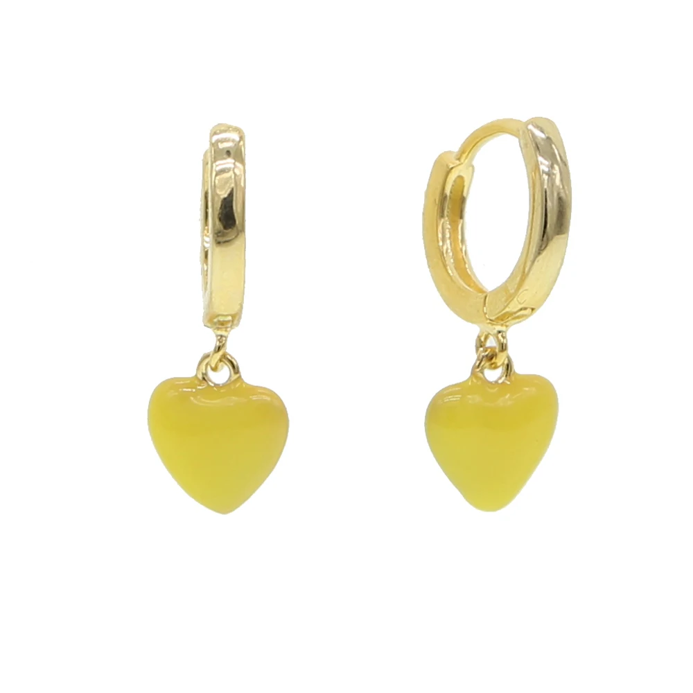 Золотые красочные ювелирные изделия милые девушки Любовник подарок День Святого Валентина дизайн модные серьги в форме сердца - Окраска металла: yellow