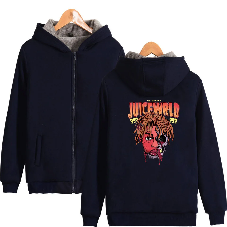 Зимние мужские куртки и пальто Rapper Juice Wrld, толстовка в стиле хип-хоп, Толстая теплая толстовка на молнии с капюшоном, мужская спортивная одежда, уличная одежда