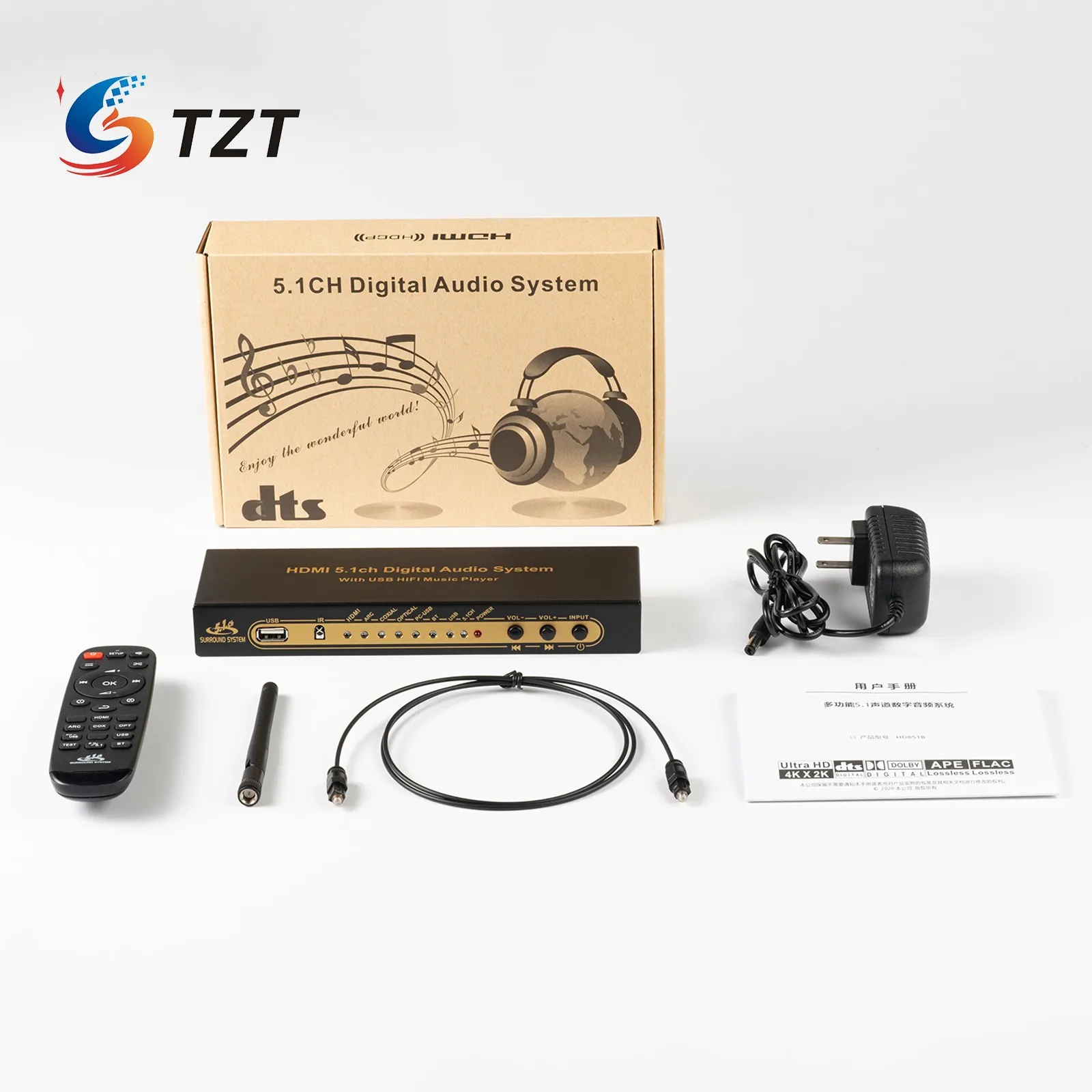 TZT HD851BT HDMI-совместимая 5.1CH цифровая аудиосистема DTS/AC3 с USB HiFi музыкальный плеер
