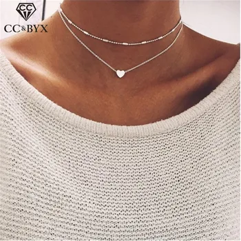

CC 925 Pure Sterling Silver Necklaces Pendants For Women Office Ladies Heart Shape Simple Design Elegant Jewelry Bijoux CCN300