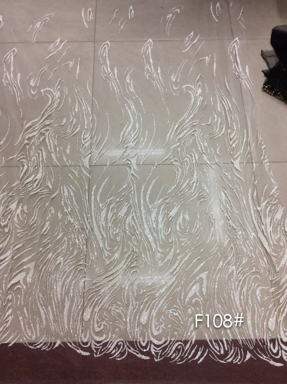 5 ярдов F108# красочные цвета слоновой кости склеенные блестки африканская Индия от кутюр сетчатая Тюлевая кружевная ткань для свадебного платья/вечерние