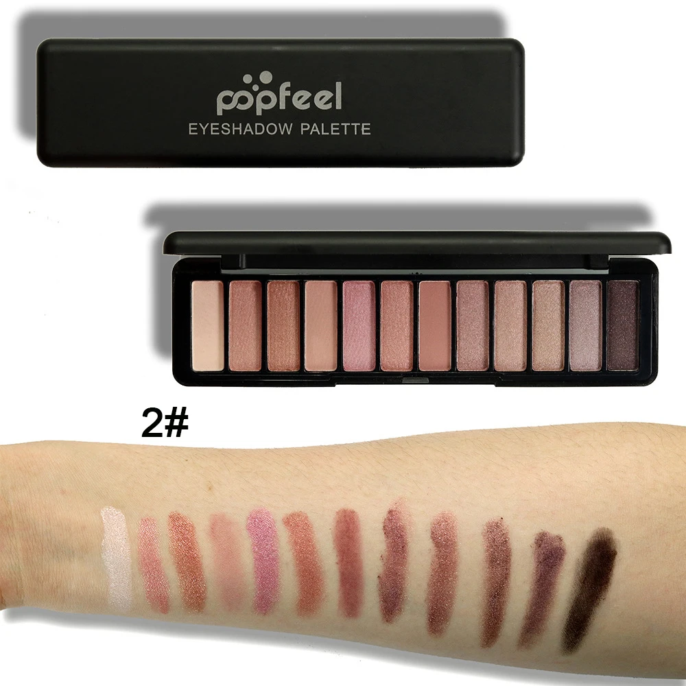 Модная палитра теней для век 12 цветов Shimmer eyeshadow Nuded палитра естественных легко окрашенных теней для век набор косметики с зеркалом
