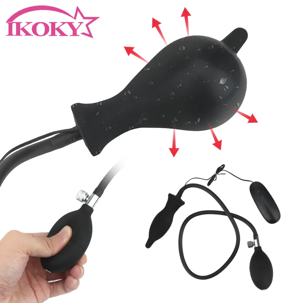 IKOKY Vibration Expand Inflatable Anal Plug Expander 10 Frequency Anus Dildo Super Big Butt Sex Toys For Woman Men Gay | Красота и
