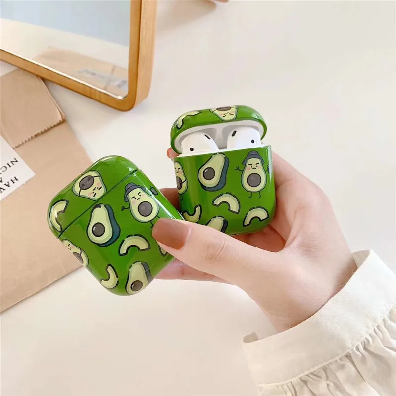 

For Apple Airpods Earphone Case Cartoon Silicone Butter Fruit Green Wireless Bluetooth 360-Degree Protection Cover For Airpods