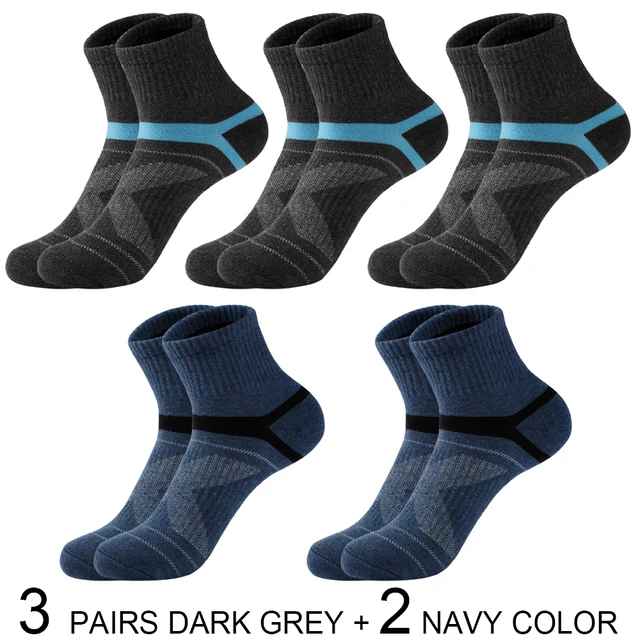 High Quality 5 Pairs Lot Men's Cotton Socks Black Sports Socks Casual Run Summer Socks Men Breathable Male Sock Sokken Size38-43 3 dark grey 2 navy