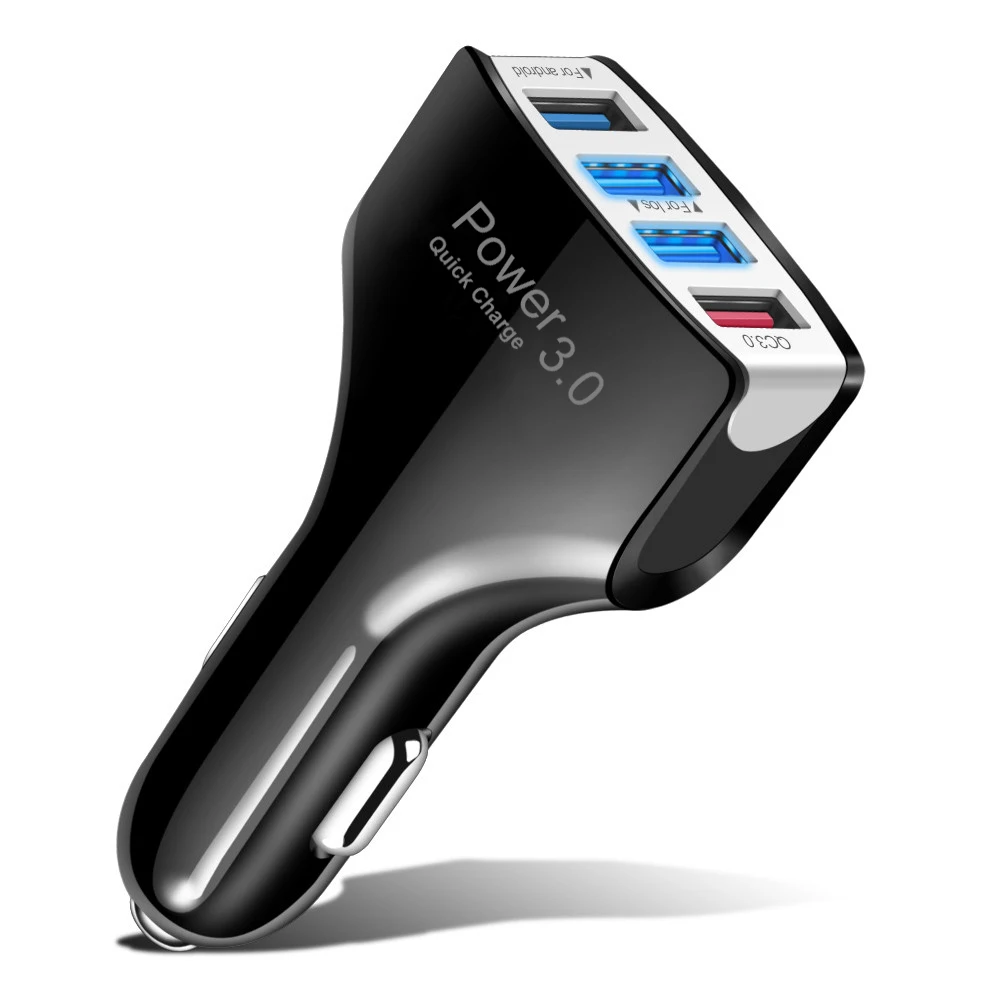 Olnylo 4 USB QC 3.0 Car Charger Quick Charge 3.0 Phone Charger Car Fast Charging 4 Ports USB Car Portable Chargers for iPhone 11