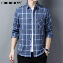 

COODRONY Brand Streetwear Fashion Casual Male Slim Fit Clothing Spring Autumn New Arrivals Men Plaid Shirts With Pocket W6020