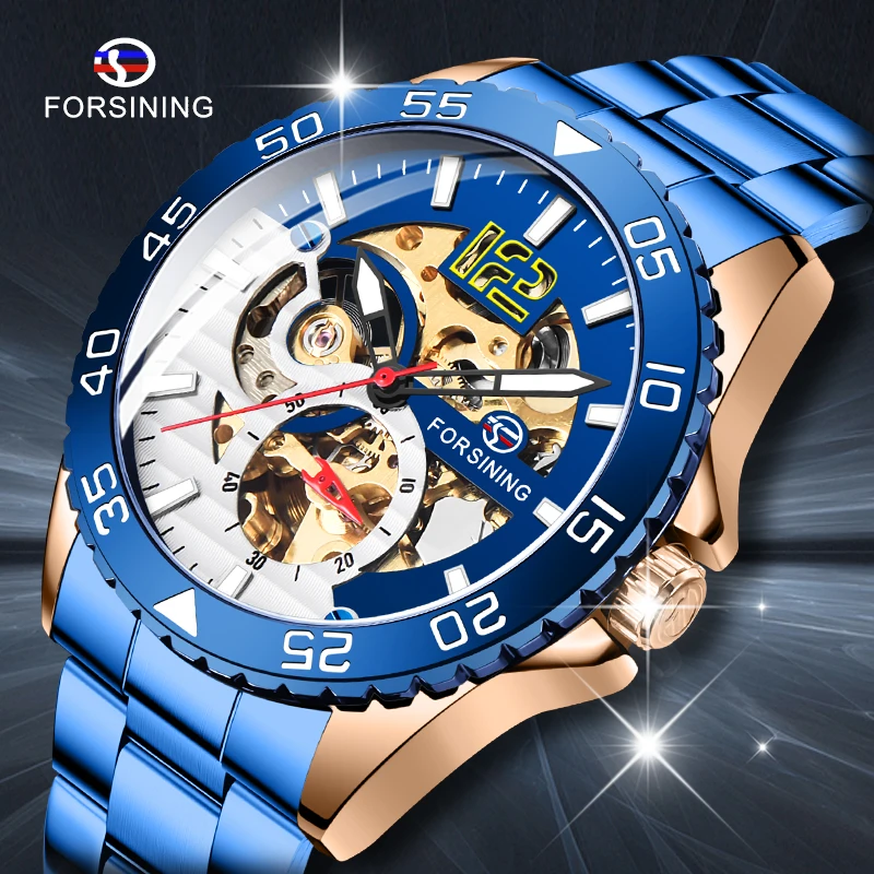 

FORSINING Automatic Mechanical Men Wristwatch Military Army Sport Male Clock Top Brand Luxury Skeleton Waterproof Man Watch