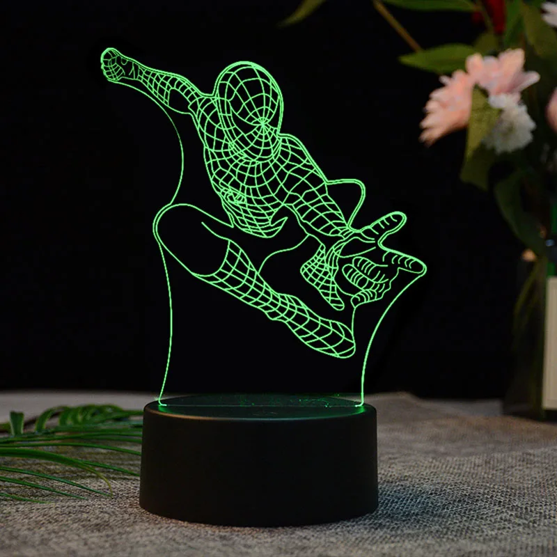 

Marvel's The Avengers 3D Optical Lamp Cartoon Acrylic LED Night Light Iron Man USB Touch Bedside Lamp Kids Birthday Gift