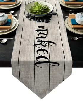 

Get Naket Vintage Wooden Board Texture Table Runner Table Flag Home Party Decorative Tablecloth Table Runners