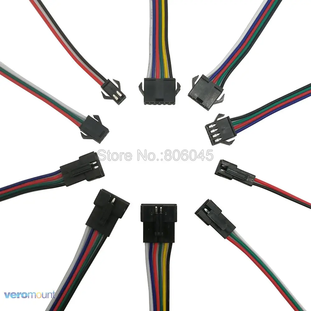 5 пар 2pin 3pin 4pin 5pin 6pin SM JST светодиодный разъем штекер и гнездо 15 см провод для RGB RGBWW