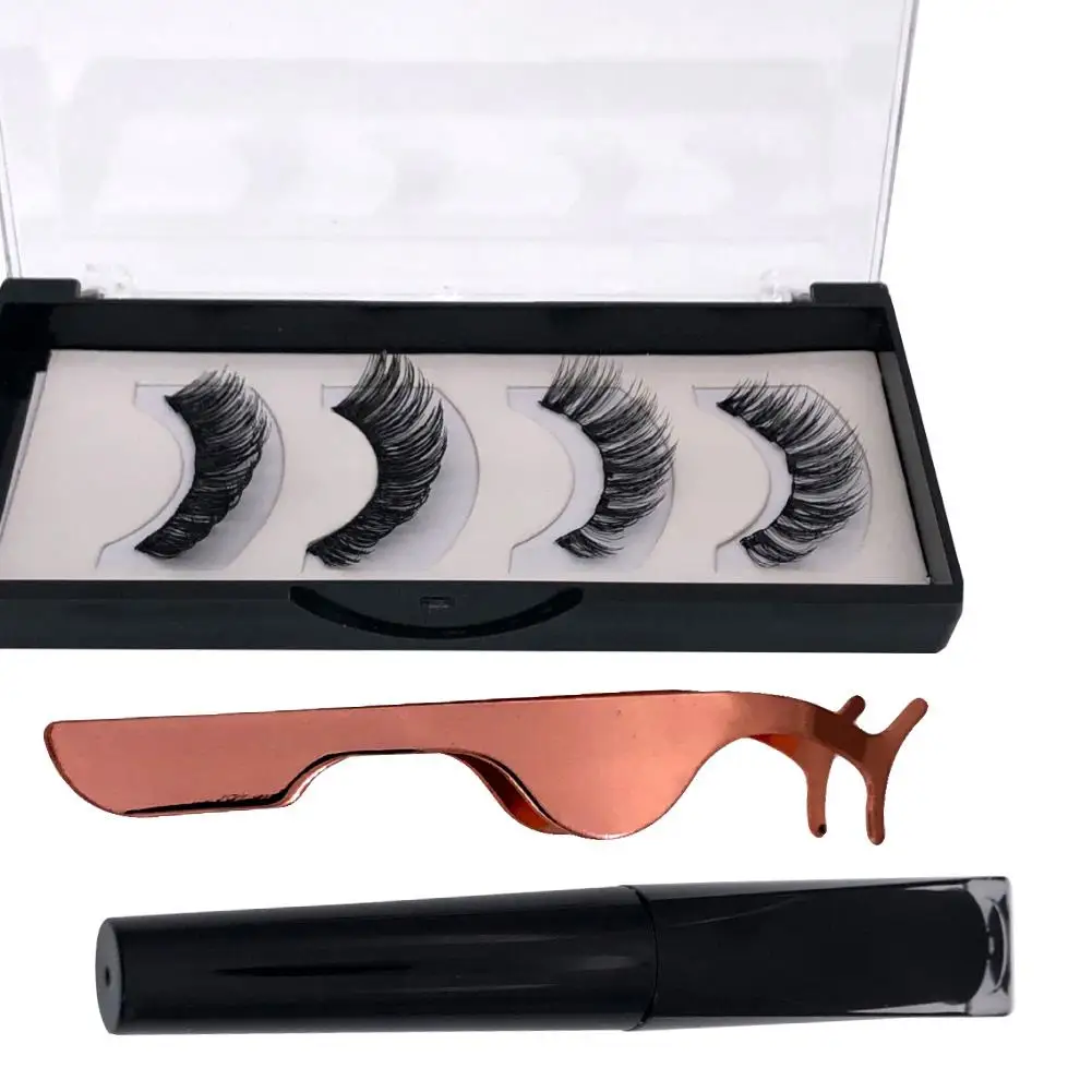 

Magnetic Liquid Eyeliner Faux Eyelash Lashes Set with Tweezers Beauty Accessory Magnetic design, easy to use, and it is reusable