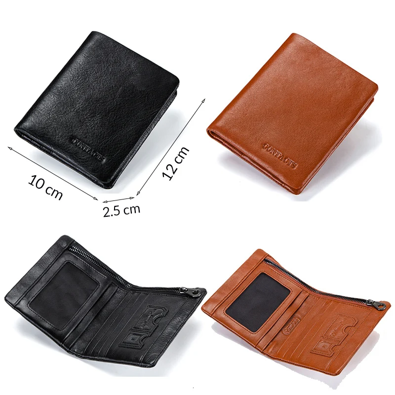Contact's Men's Wallets Genuine Leather Bifold Top Quality Wallet For Mans Credit Card Holders Casual Man Short Wallets Portfel
