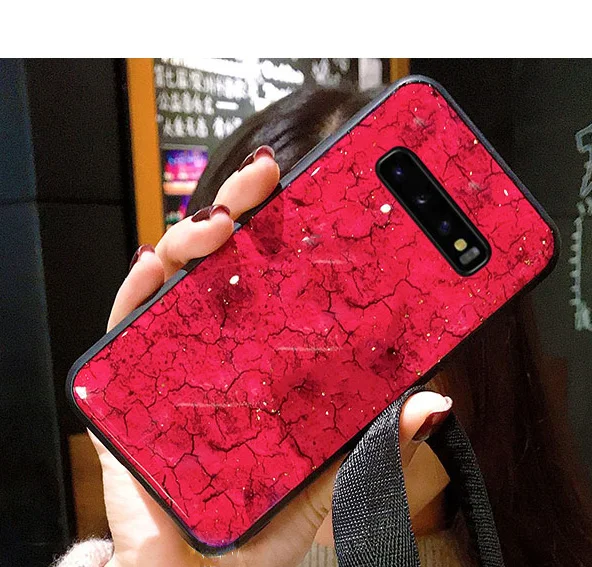 Мрамор Блестящий силиконовый чехол для samsung Galaxy S10 плюс S10E S9 S8 S7 Edge Note 8 9 крышка на A10 A20 Core A20E A30 A40 A50 A70 - Цвет: Red