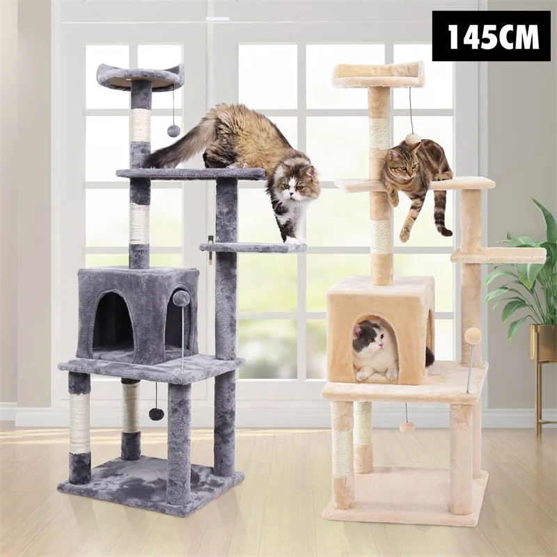 

Fast Delivery Cat Tree Condos House Scratching Posts Tower Multi-Level Climbing Tree Cat Toys Protecting Furniture Pet Cat House