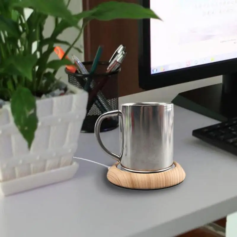Портативный USB деревянные зерна чашки теплее тепла напиток кружка коврик кружки подставка