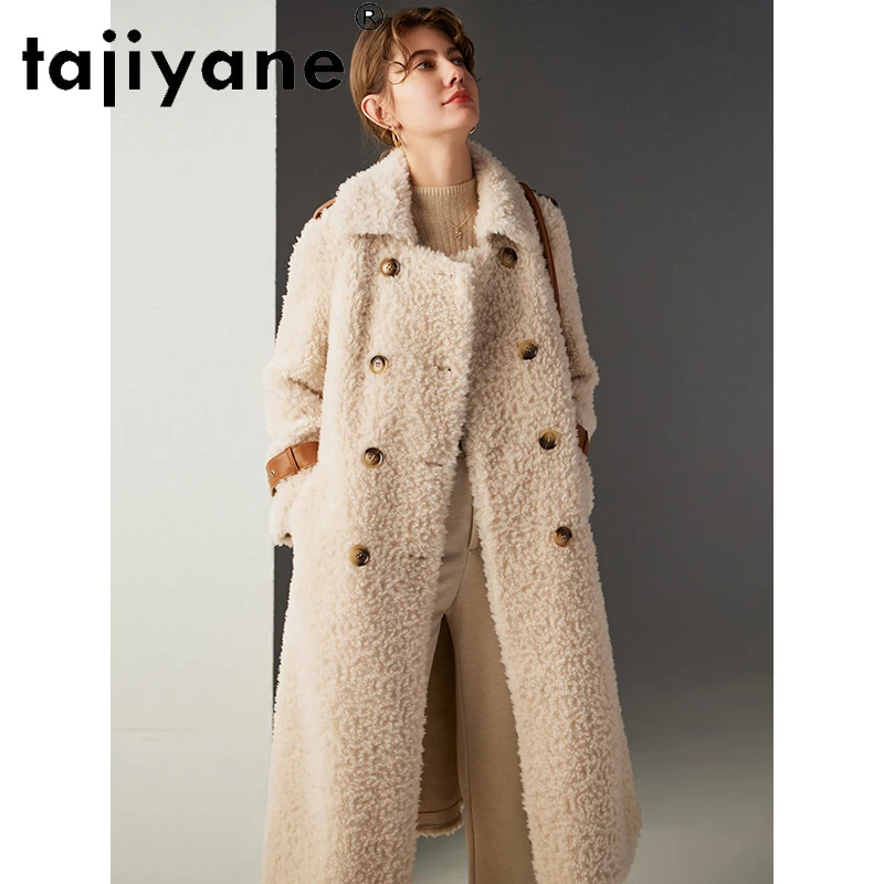 

Женское шерстяное пальто Tajiyane, куртка из 100% натуральной шерсти с ремнем, осень 2021