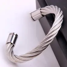 Браслет Мульти серебряный открытый конец витой кабель проволочный Браслет-манжета винтажные модные уникальные дизайнерские Рождественские Браслеты-манжеты 49G