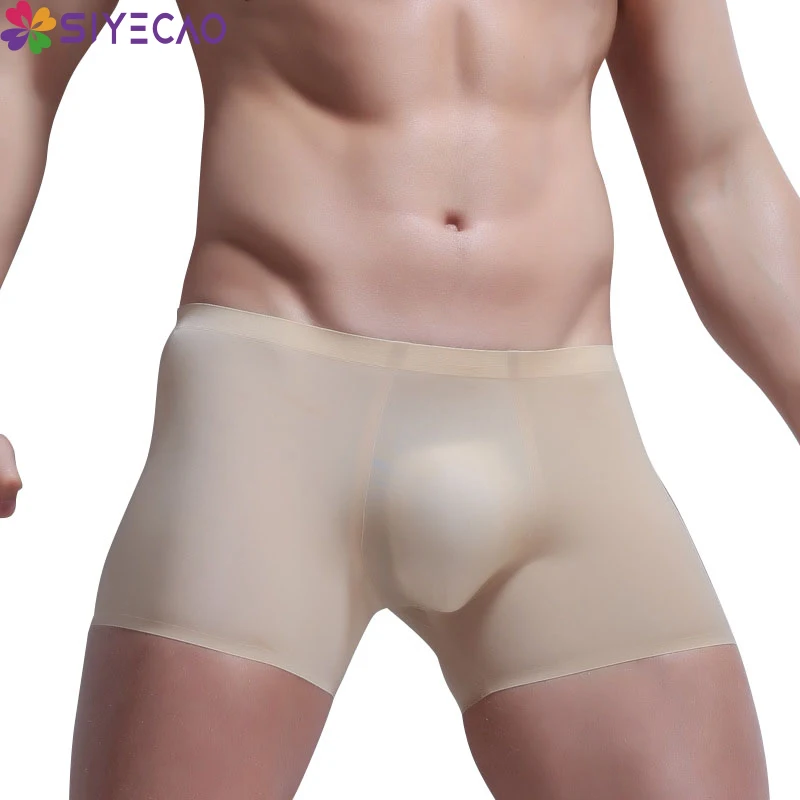 

Men Underwear Boxer Shorts Summer Ice Silk Seamless U Convex Pouch Ultrathin Sexy Men's Underpants Cueca Panties Homme Lingerie