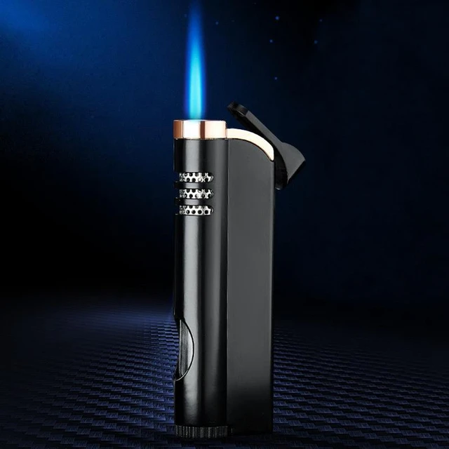 Briquet à Flamme Bleue Puissant à Trois Coups Coupe-Vent, Briquet à  Faisceau de lumière Visible Multifonctionnel, Briquet à Flamme réglable au