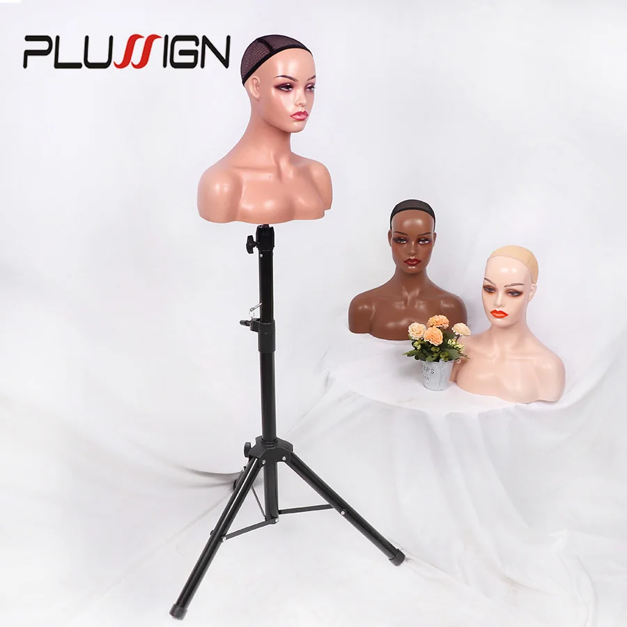 

Female Mannequin Head With Shoulders For Wig Display Top Quality Pvc Mannequin Head Modle With Artificial Eyeball For Hat Wigs