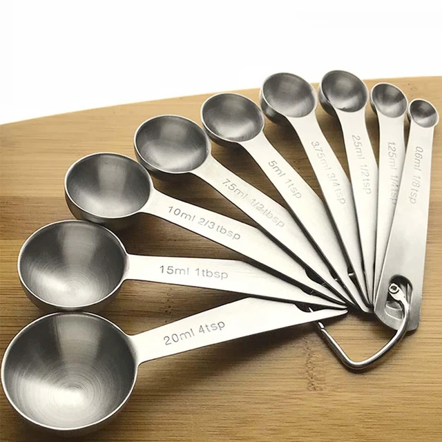 9Pcs Stainless Steel Measuring Spoon Set Baking Seasoning Cooking